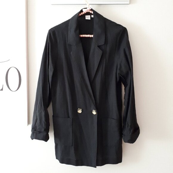 EUC Twik Simons black double breasted linen blend lightweight blazer, XS - Picture 8 of 13
